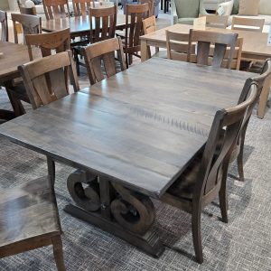 clearance rough sawn eagle 44x72 w/2 12"l + 6 collin side chair set