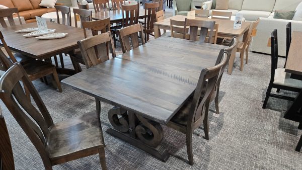 clearance rough sawn eagle 44x72 w/2 12"l + 6 collin side chair set