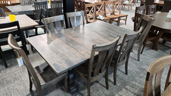 clearance rough sawn eagle 44x72 w/2 12"l + 6 collin side chair set