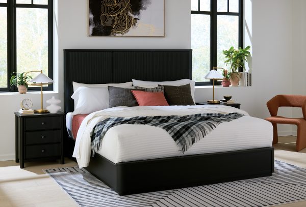reseda platform bed with reeded headboard