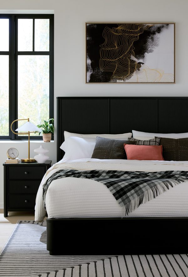 reseda platform bed with reeded headboard